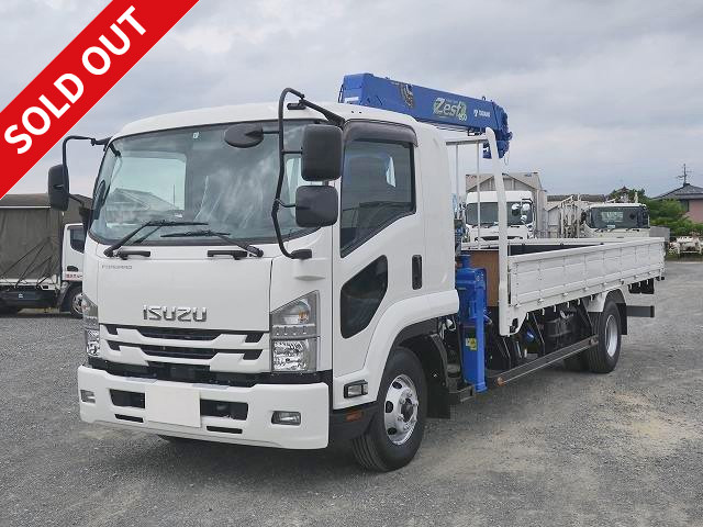 Reiwa 2 model Isuzu Forward Flatbed with medium-sized crane Standard body Tadano 4-stage boom Inner dimension 5500mm 2.93 lifting Hook-in and radio control included 