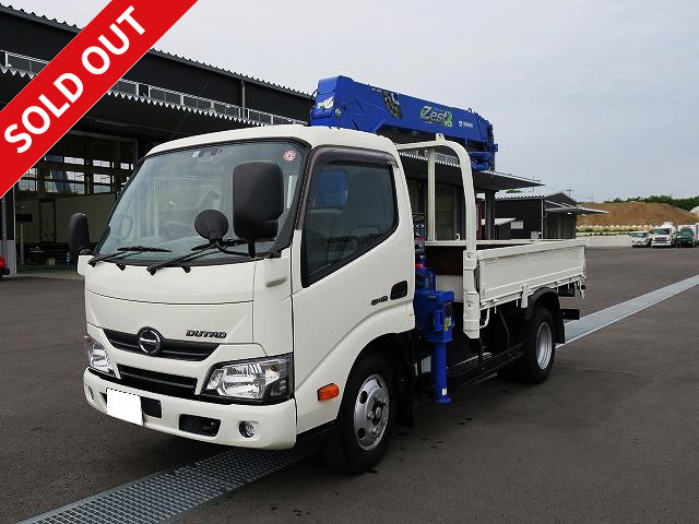 2019 Hino Dutro Flatbed with Small Crane, High Floor, Standard/Semi-Long, Loading Capacity 3.0t, Tadano 4-Stage, 2.63t Lifting, Hook-in, Radio Control, Dealer Inspection Record Book Included 