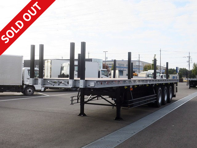 Reiwa 2 model Toho 3-axle cutting board semi trailer, load 28.4t, 12m, 20 pairs of stanchion holes, 10 pairs of inner hooks, ABS compatible, single pull OK