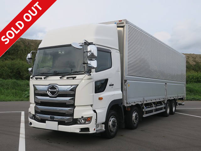 Now on lease! 2018 Hino Profia, large aluminum wing, 4-axle low floor, with storage parker, high roof, 1 year structural modification inspection, ★Dealer inspection record book included★