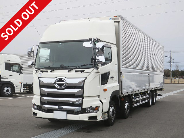 Now on lease! Reiwa 1 model Hino Profia 4-axle low floor, large aluminum wing, retractable parka, high roof, rear air suspension, retarder included ★Dealer inspection record book included/Vehicle inspection valid until July 2021★