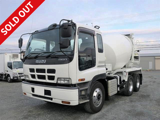 2005 Isuzu Giga large concrete mixer truck manufactured by Kyokuto Kaihatsu Kogyo, drum capacity 8.7m3, 2 differentials, 370 horsepower, aluminum wheels installed *Inspection valid until August 2021*