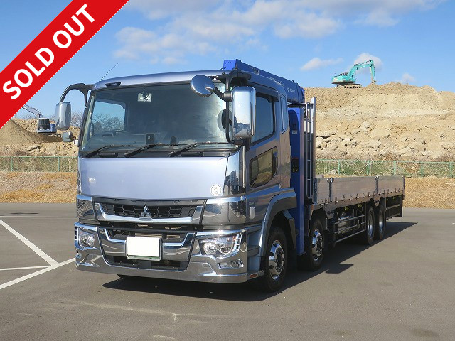 Now on lease! New 2018 Mitsubishi Fuso Super Great, 4-axle low-floor, high-jack crane, Tadano 4-step, radio-controlled, 83,000km on meter! ★Dealer inspection record book/vehicle inspection valid until October 2021★