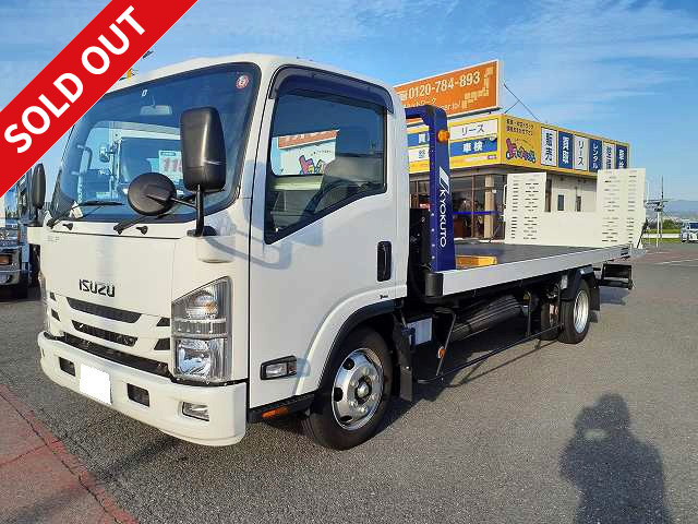 Reiwa 1 model Isuzu Elf compact vehicle 3t wide extra long full low floor Kyokuto Kaihatsu Flat Top ZERO winch and radio control included dealer inspection record book included