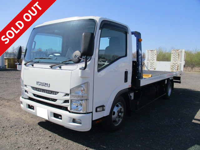 Reiwa 1 model Isuzu Elf small self-loader (car-mounted vehicle) 3t wide and super long, fully low-floor, Kyokuto Kaihatsu Flat Top ZERO, winch and radio-controlled