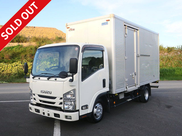 2018 Isuzu Elf 2t aluminum van, standard long, interior height 216cm, left sliding door, full low floor, 2 pedals, 2-stage lashing rail, 150 horsepower [Semi-medium-sized (5t only) license compatible *Old standard license OK]