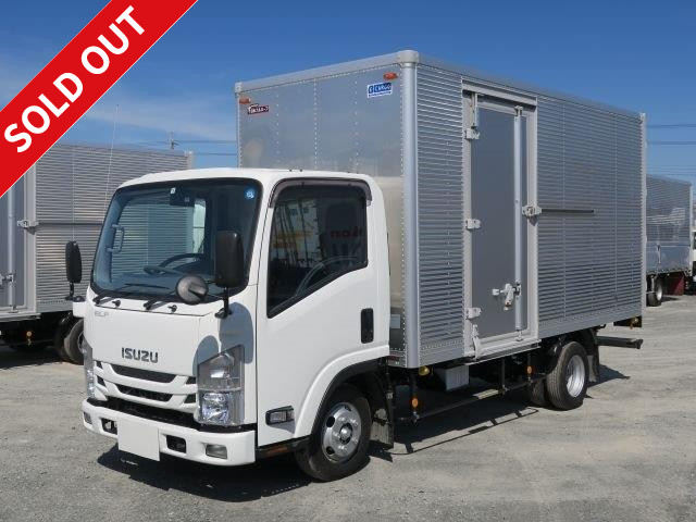 Now available for rental! 2019 Isuzu Elf small aluminum van, standard long, low floor, left side door, 2 ton capacity, ETC, back eye camera, medium-sized license, 5 ton capacity only!