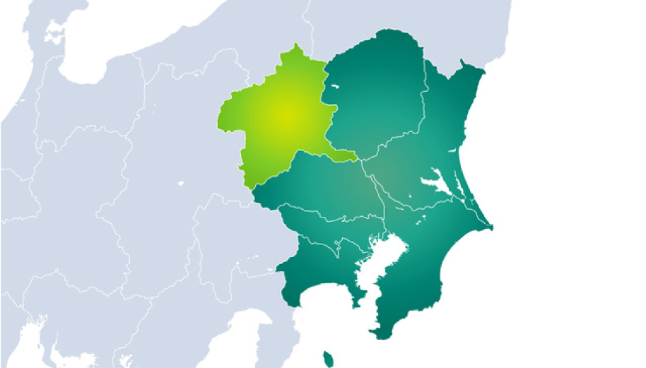 関東地方と群馬県の地図