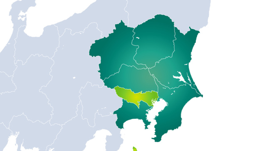 関東地方と東京都の地図